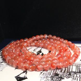 多圈冰飘火焰凉山正品 天然南红玛瑙手链项链两用冰粉文玩6mm保真