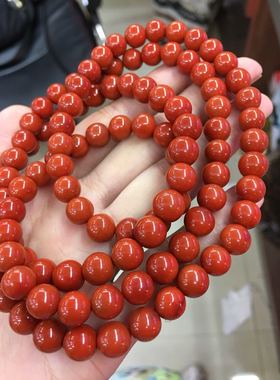 满肉柿子红佛珠手链无杂厂