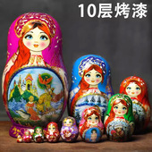 烤漆俄罗斯套娃10层满洲里哈尔滨冰雪旅游纪念工艺礼品木质摆件