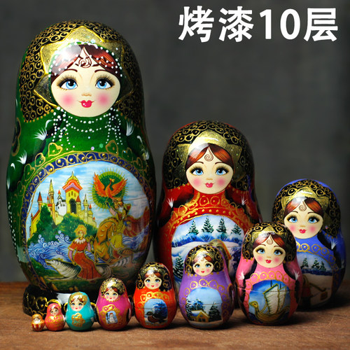 新款烤漆10层俄罗斯套娃摆件