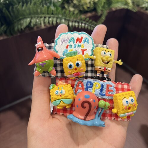 海绵宝宝可爱少女心格子掰掰夹