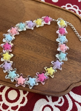 多巴胺亚克力珠子锁骨链