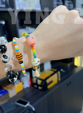 手作撞色童趣蝴蝶琉璃串珠