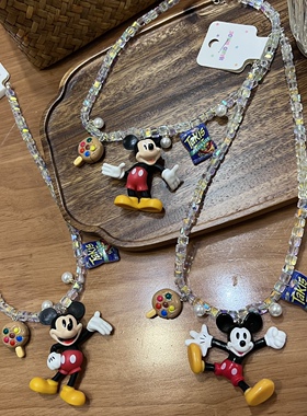 时尚biling闪亮透明水晶串珠卡通米奇米老鼠时尚短款项链颈链女