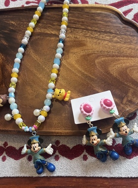 时尚biling水晶亚克力项链绅士米老鼠花栗鼠维尼熊短款个性颈链女