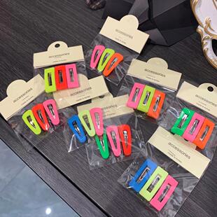 韩国新款 3cm荧光色小号迷你糖果色可爱儿童刘海夹碎发夹网红款