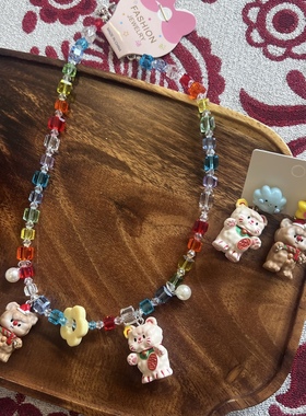 时尚biling闪亮水晶项链cookie熊饼干小熊短款颈链个性趣味卡通女