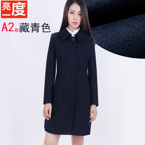 黑色毛呢大衣女中长款修身显瘦妮子加厚工装银行邮政4s店冬装外套