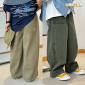 新款 日系掐褶中大童纯棉工装 裤 铁蛋家26春夏款 青少年130 190