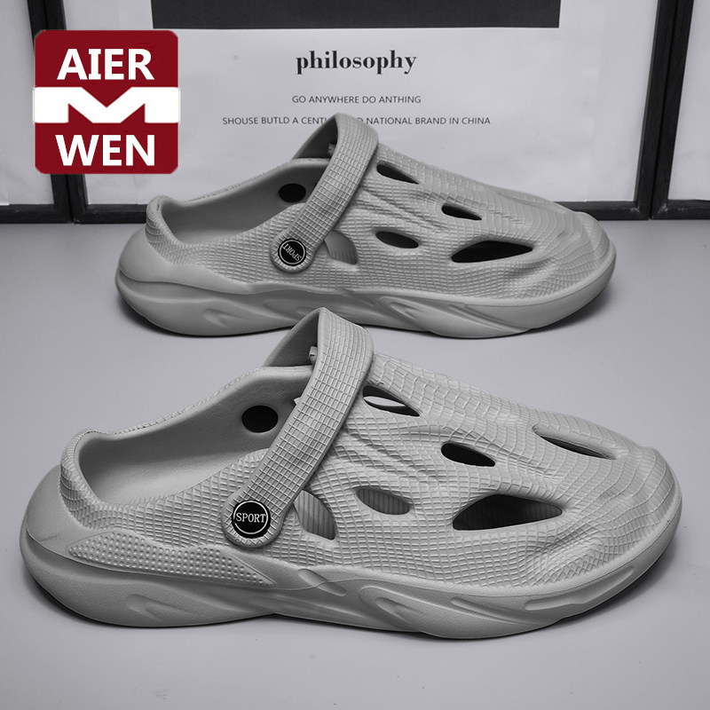 捡漏超值外贸男士外穿夏季防滑拖鞋沙滩包头凉鞋户外椰子洞洞鞋男