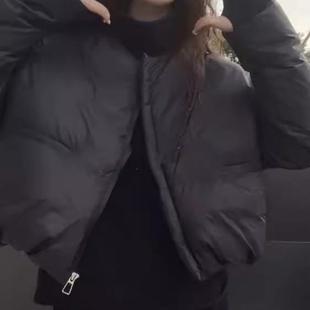 外套洋气时尚 短款 百搭高品休闲纯色棉服外套 女韩版 欧货24秋冬新款