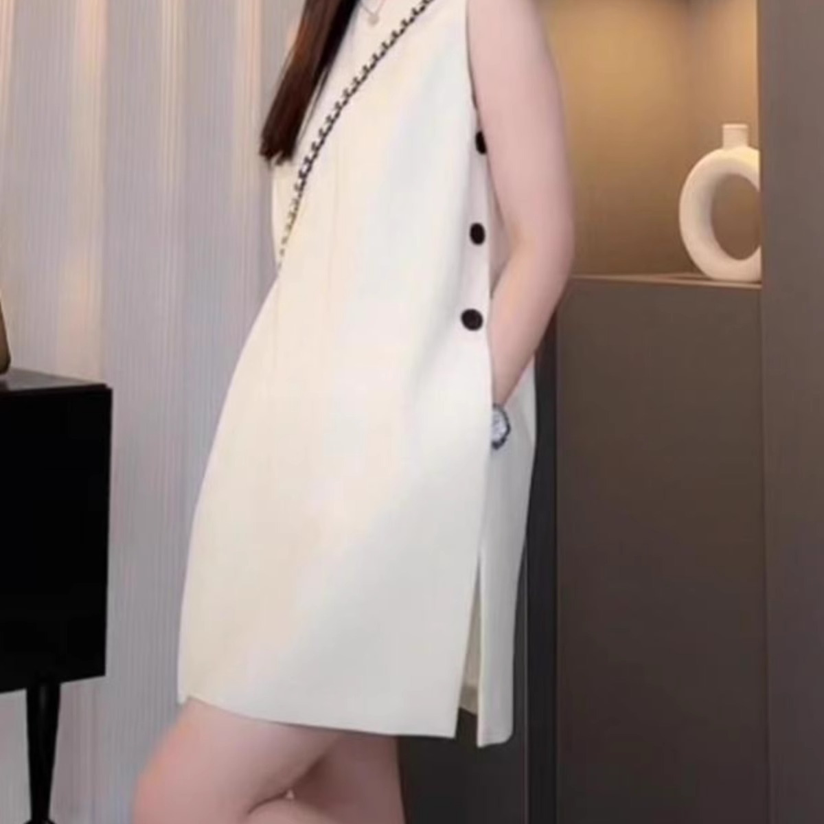 时髦洋气春夏季休闲套装女士2025新款无袖连衣裙背心裙短裤两件套