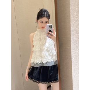 专柜正品 甜美千金风衬衫 2026春季 挂脖无袖 上衣女XSJ1S09D 新款