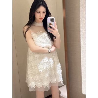 JR 专柜正品 2026春季新款 千金甜美气质绣花无袖连衣裙XSJ1L11D