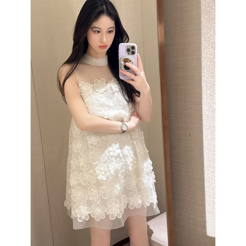 JR 专柜正品 2026春季新款 千金甜美气质绣花无袖连衣裙XSJ1L11D