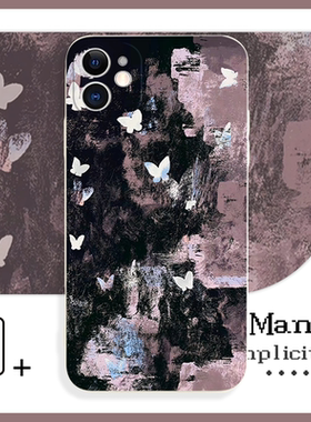 黑色抽象浪漫极简小众艺术清新油画手机壳xr适用于苹果12P小米12vivoy57s荣耀40红米k50iQOO11华为p50一加11O