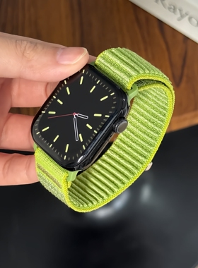 适用iwatch11升级款尼龙回环苹果表带S10休闲applewatch98腕带SE3