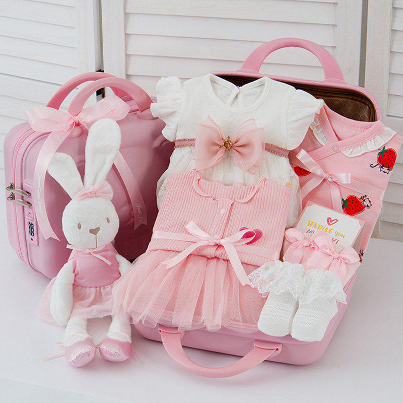新生婴儿礼盒衣服套装公主裙女宝宝初生见面礼物满月百天周岁送礼