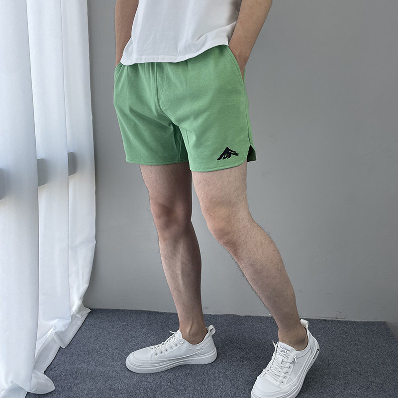 不过膝针织纯棉开衩三分裤男潮 夏季深蹲健身运动短裤青年3分热裤