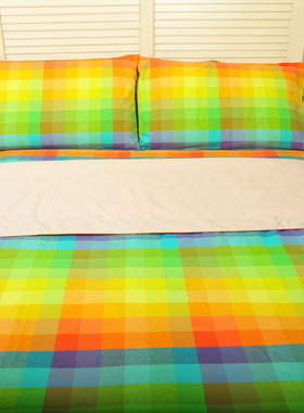 禧坊100%棉色织双人加大床单一件 适用于1.8床  245*255cm  包邮