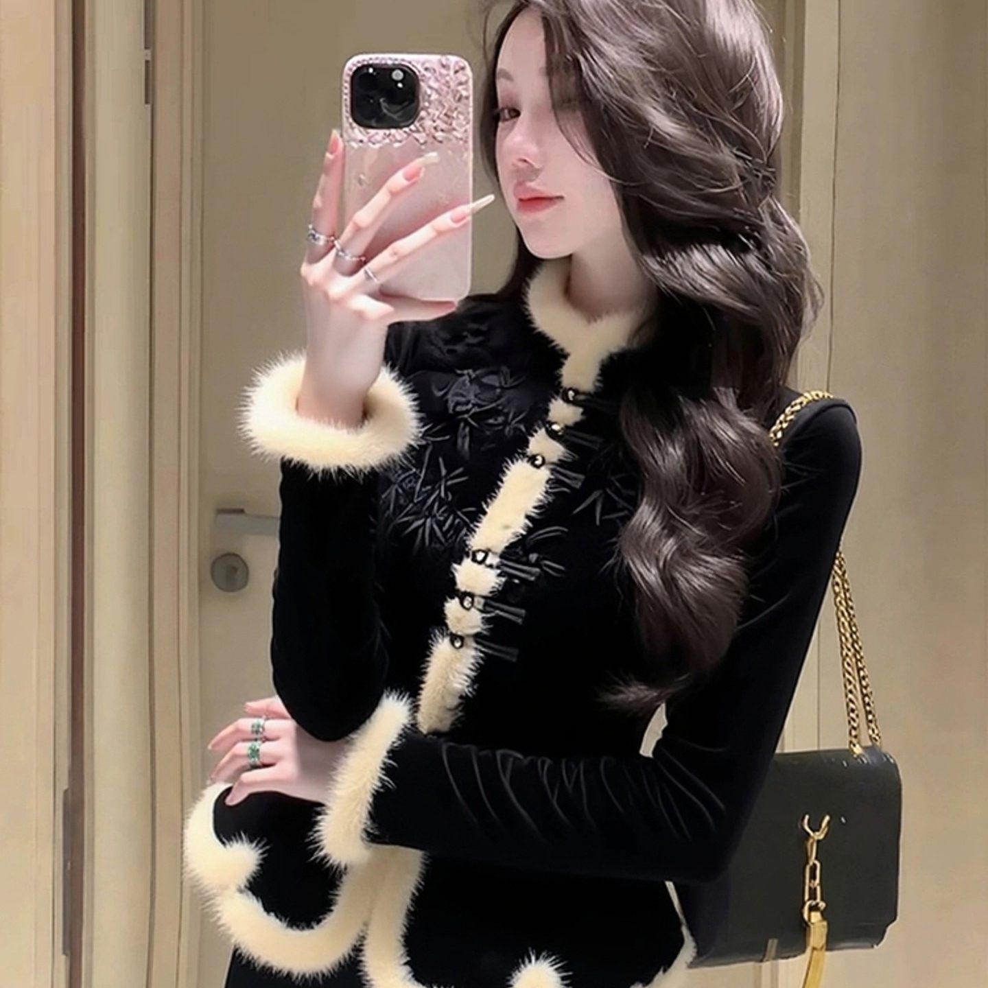 外贸撤回新中式黑色加绒衬衫女冬高级感减龄巨好看保暖厚毛绒上衣,女装/女士精品,大码内搭,淘宝优惠券,粉丝福利购,淘宝优惠卷