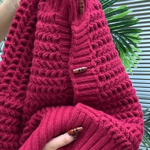 专柜撤回秋季新款可甜可盐百搭休闲显瘦糯慵懒风树莓色牛角扣毛衣