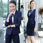酒店前台美容师工作服马甲套装 职业套装 正装 秋冬西装 裙 女2020新款