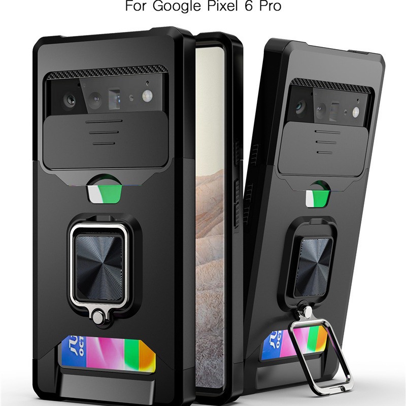 2026适用谷歌10Pro插卡指环磁吸保护套pixel7磨砂防摔推窗手机壳