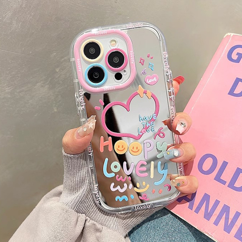 2026壳适用iphone17promax粉色苹果15plus镜面爱心16女款保护套13