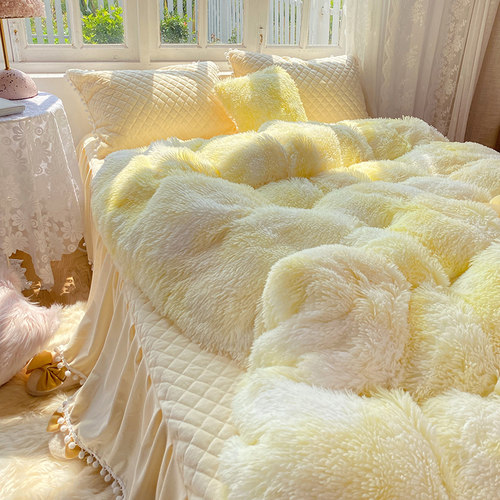 四件套长毛绒床裙款公主风