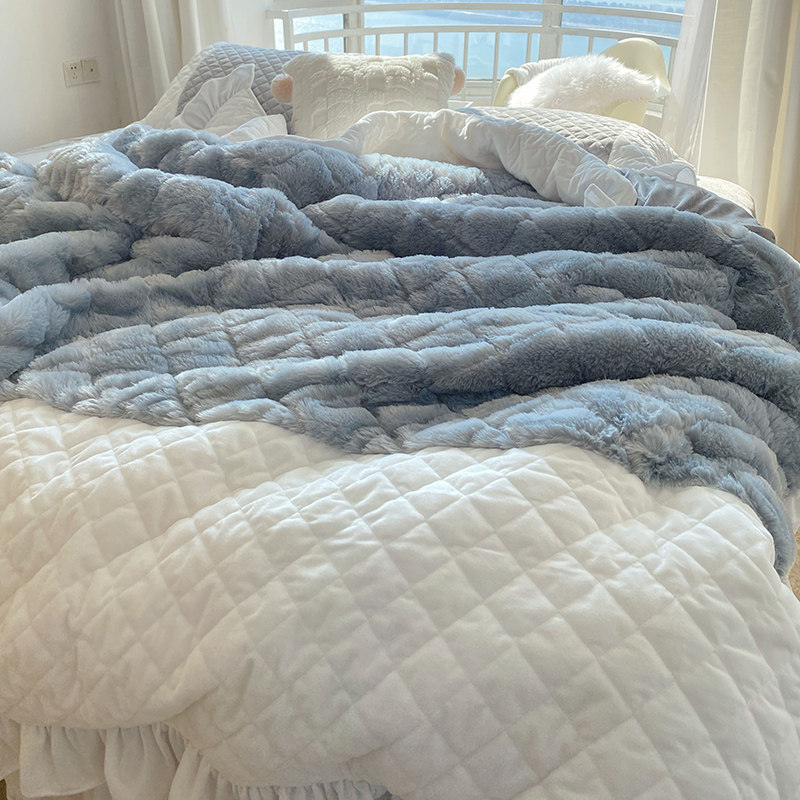 鱼梦~嫩嫩的灰色兔兔绒公主四件套加厚夹棉软糯保暖床上用品冬季,床上用品,床品套件/四件套/多件套,淘宝优惠券,粉丝福利购,淘宝优惠卷