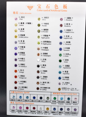 彩色锆石色卡 刚玉 尖晶 CZ宝石色板 对照标注色  珍藏版收藏