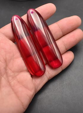 晶体雕刻摆件条子挂件红宝石原石合成原材料吊坠红刚玉挂坠手把件