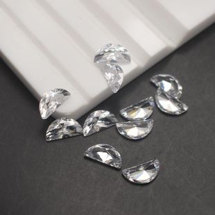 透明半月形宝石裸石 白色月形宝石裸石 立方氧化锆石首饰散珠配件
