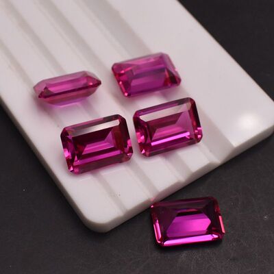 祖母绿切长方形宝石戒面浅玫红碧玺裸石3#玫红糖果色首饰彩宝裸石