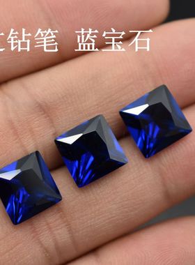 过钻笔蓝宝石裸石碎钻正方形戒面戒指配石坦桑石公主方钻配石