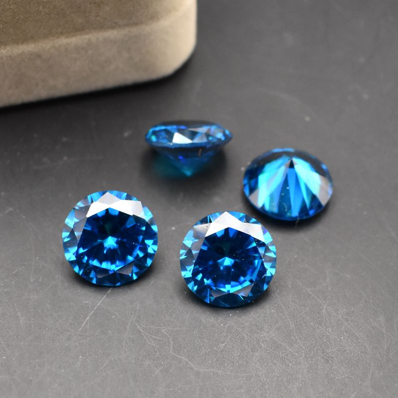 瑞士蓝宝石裸石圆形戒面裸钻尖底钻深海蓝宝石戒指石diy圆石