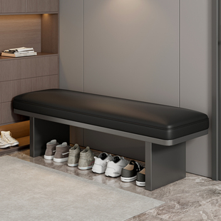 门口家用换鞋凳轻奢高级感入户门玄关穿鞋凳生态真皮软包垫长条凳