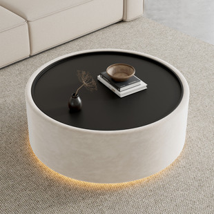 意式茶几圆形带灯客厅家用茶几桌组合小户型轻奢高级感设计师桌子