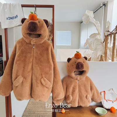 恩佐熊加绒加厚冬季连帽卡通外套