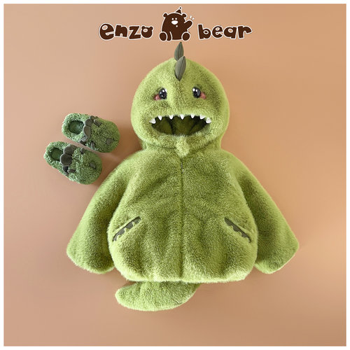 Enzo Bear恩佐熊 儿童高定款连帽加绒加厚大尾龙毛毛外套 EZD2434