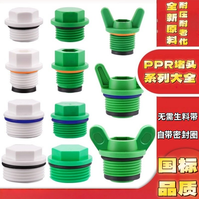 PPR内丝堵头加厚带皮圈水管堵帽4分6分1寸水管堵塞试压闷头管配件