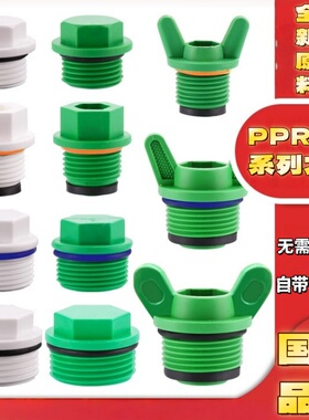 PPR内丝堵头加厚带皮圈水管堵帽4分6分1寸水管堵塞试压闷头管配件