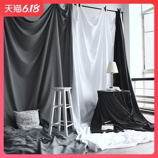 饰大尺寸纯色白布童装 模特主播工作室房间布置 拍照道具背景布ins风挂布白色直播网红摄影背景墙北欧装
