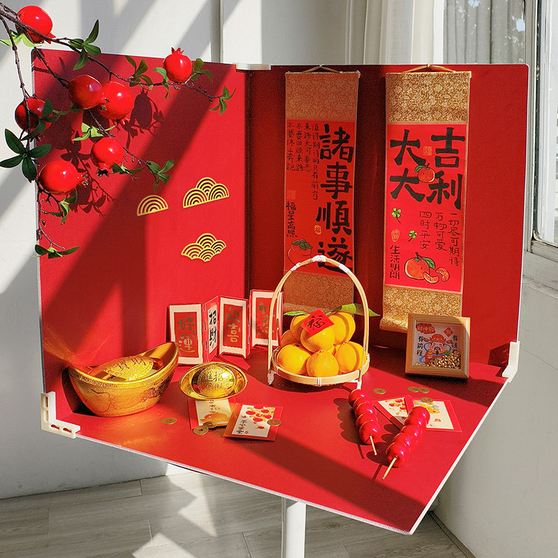 新年拍摄道具红色背景板