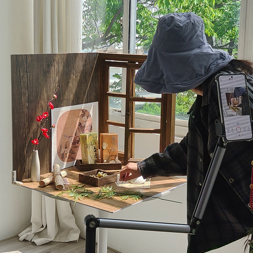 网红复古拍照背景板立体场景搭建