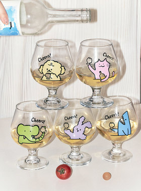 SOREMO 原创可爱酒杯小狗高脚杯猫红酒杯玻璃水杯韩式果汁杯礼物