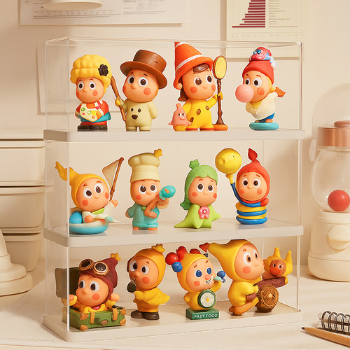 盲盒收纳前可开门叠加设计