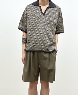 26ss Knit skipper 棉线针织船长领短袖 YOKE shirt 衬衫 代购