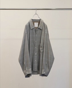 【代购】ANCELLM 26ss Rayon check shirt 丝绸混纺廓形格纹衬衫